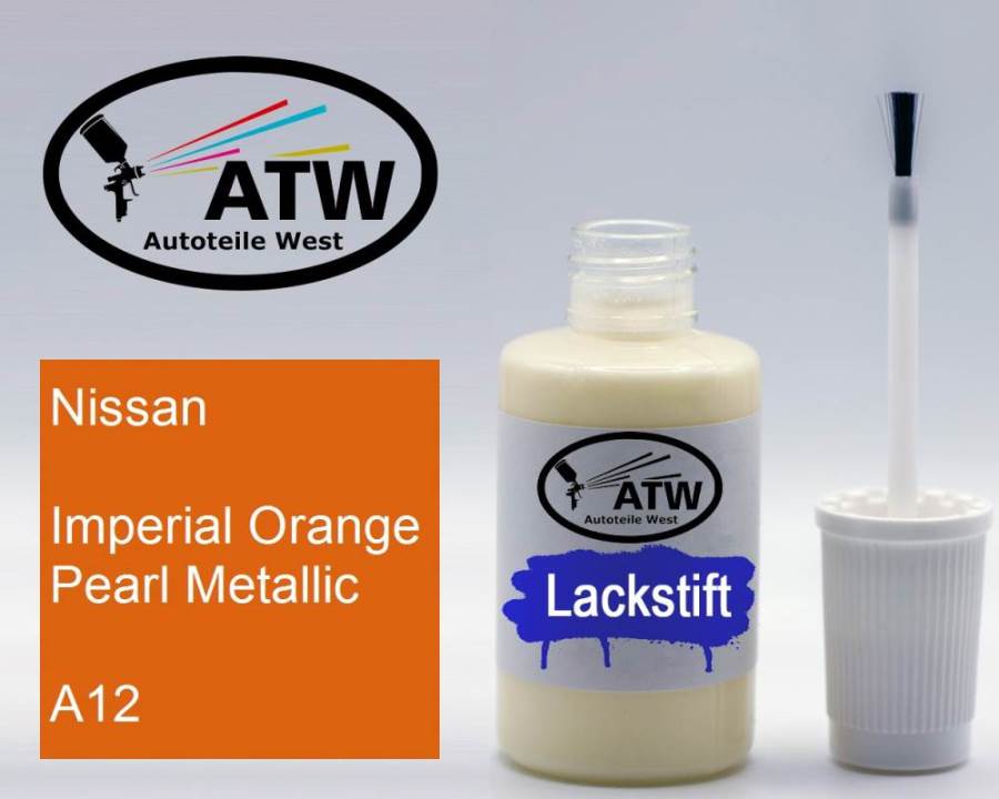 Nissan, Imperial Orange Pearl Metallic, A12: 20ml Lackstift, von ATW Autoteile West.